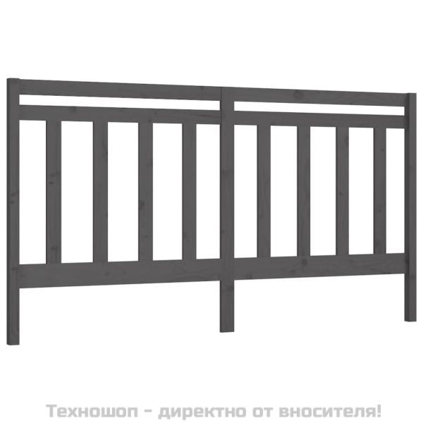 Горна табла за легло, сива, 186x4x100 см, бор масив