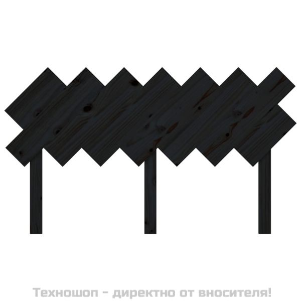 Горна табла за легло, черна, 141x3x80,5 см, бор масив