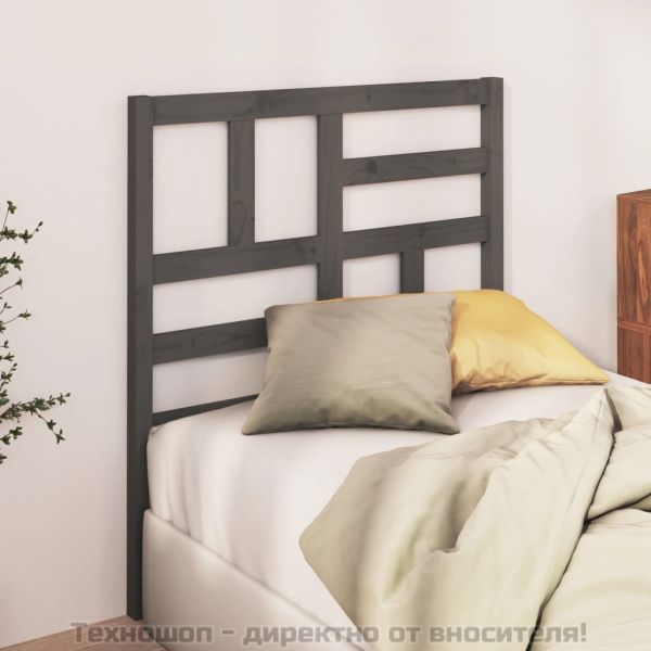 Горна табла за легло, сива, 81x4x104 см, бор масив