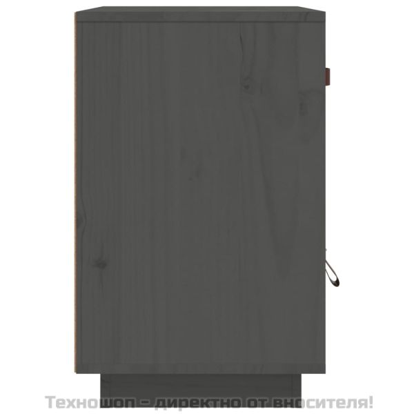 Нощно шкафче, сиво, 40x34x55 см, борово дърво масив