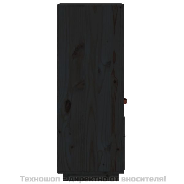 Висок шкаф, черен, 34x40x108,5 см, борово дърво масив