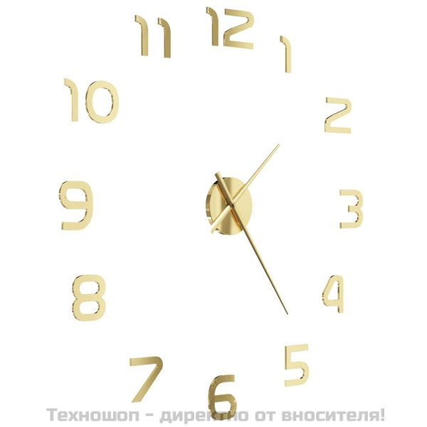 3D стенен часовник, модерен дизайн, 100 см, XXL, златист