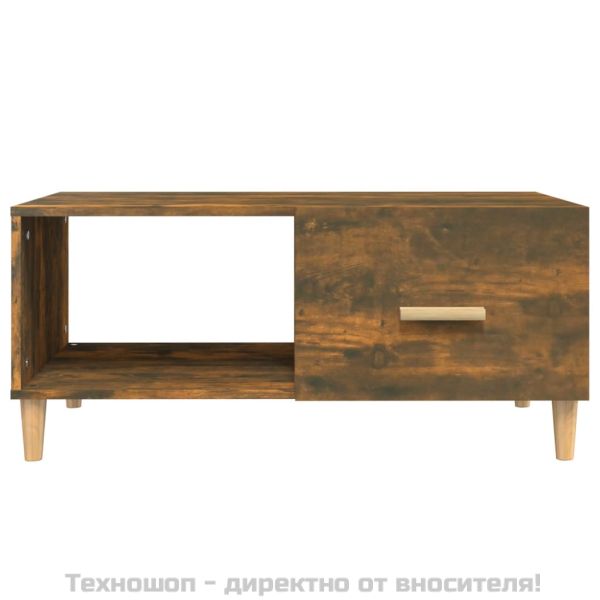 Кафе маса, опушен дъб, 89,5x50x40 см, инженерно дърво