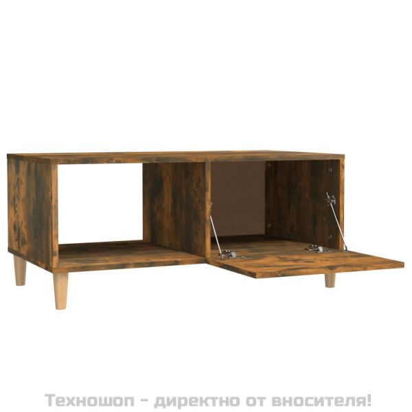 Кафе маса, опушен дъб, 89,5x50x40 см, инженерно дърво