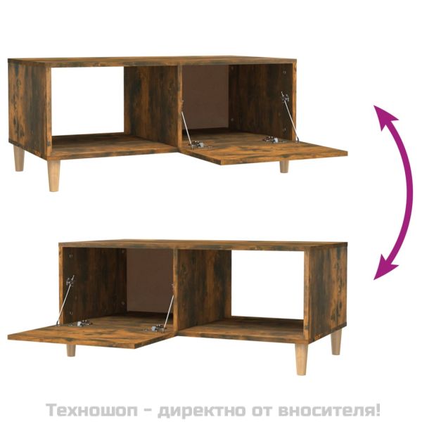 Кафе маса, опушен дъб, 89,5x50x40 см, инженерно дърво