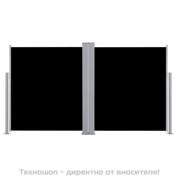 Прибираща се странична тента, черна, 140x600 см