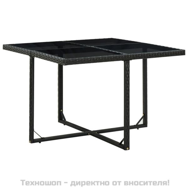 Градински комплект с възглавници, 9 части, черен полиратан