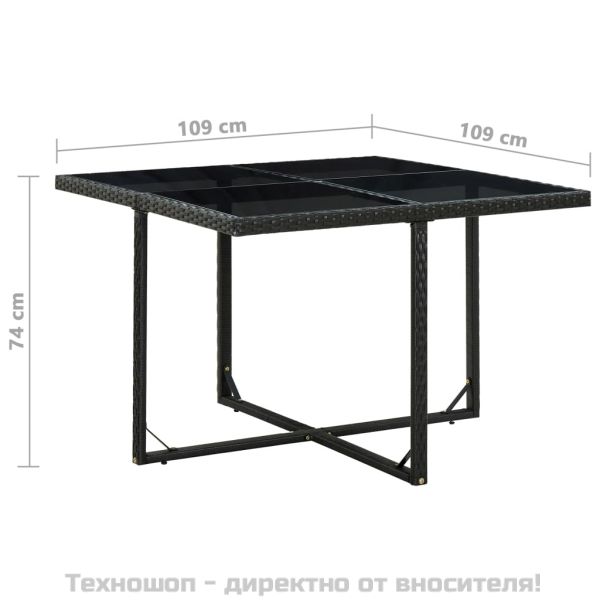 Градински комплект с възглавници, 9 части, черен полиратан