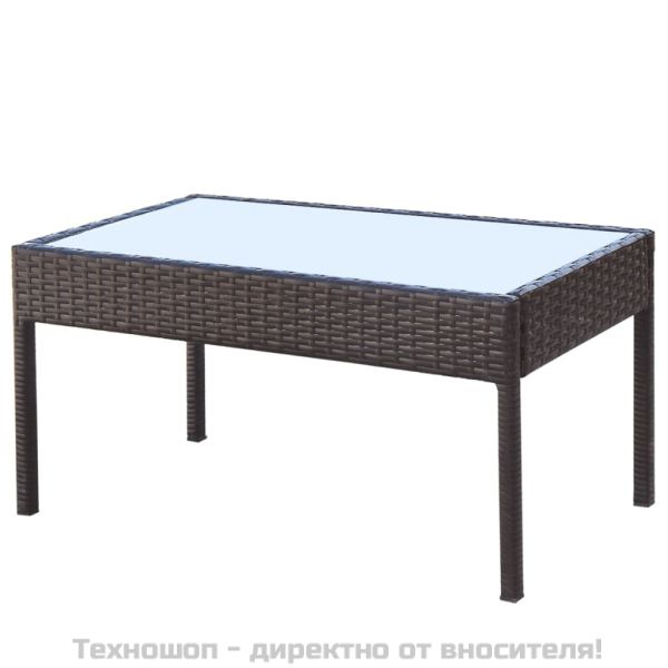 Градински комплект с възглавници, 4 части, кафяв полиратан