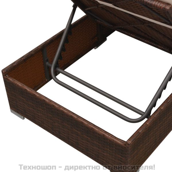 Градински комплект с възглавници, 3 части, полиратан, кафяв