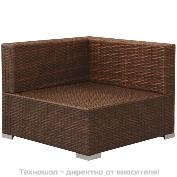 Градински комплект с възглавници, 3 части, полиратан, кафяв