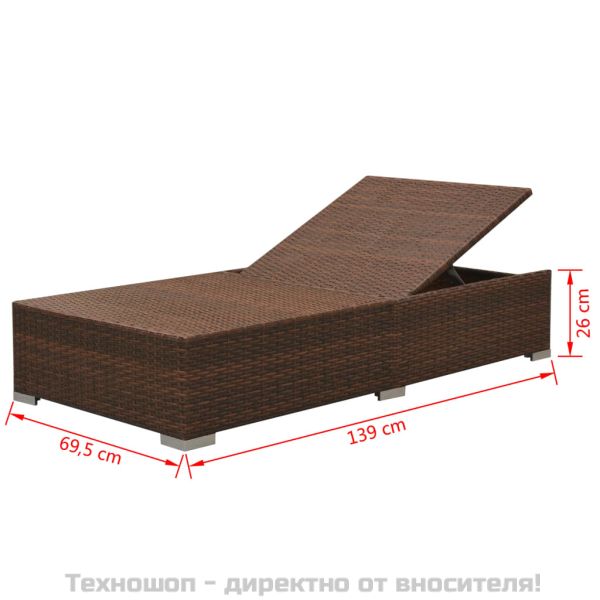 Градински комплект с възглавници, 3 части, полиратан, кафяв