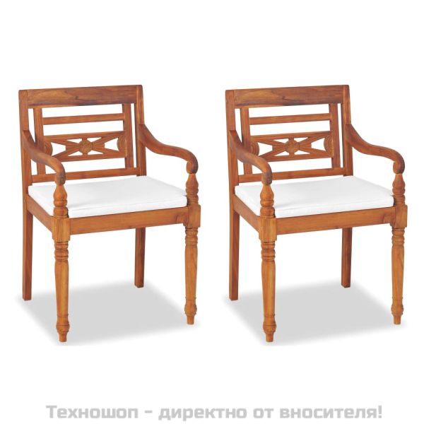 Градински комплект за отдих с възглавници, 4 части, тик масив