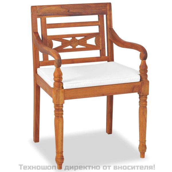 Градински комплект за отдих с възглавници, 4 части, тик масив