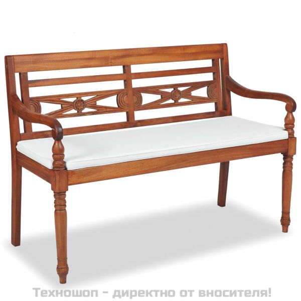 Градински комплект за отдих с възглавници, 4 части, тик масив