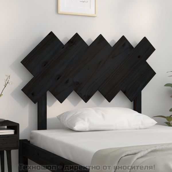Горна табла за легло, черна, 104x3x80,5 см, бор масив