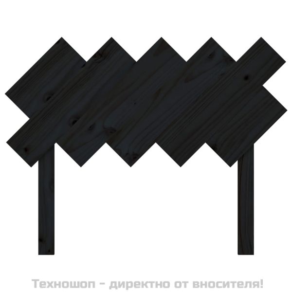 Горна табла за легло, черна, 104x3x80,5 см, бор масив