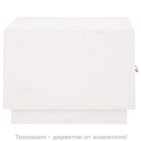 Кафе маса, бяла, 80x50x35 см, борово дърво масив