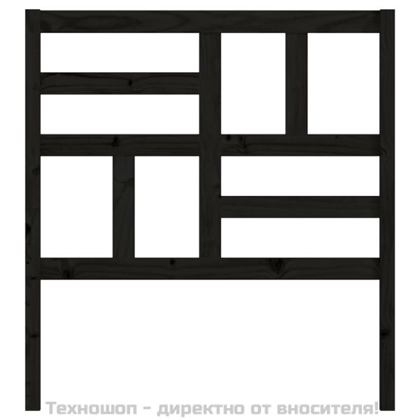 Горна табла за легло, черна, 96x4x104 см, бор масив