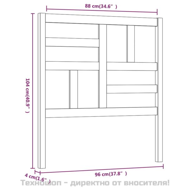 Горна табла за легло, черна, 96x4x104 см, бор масив