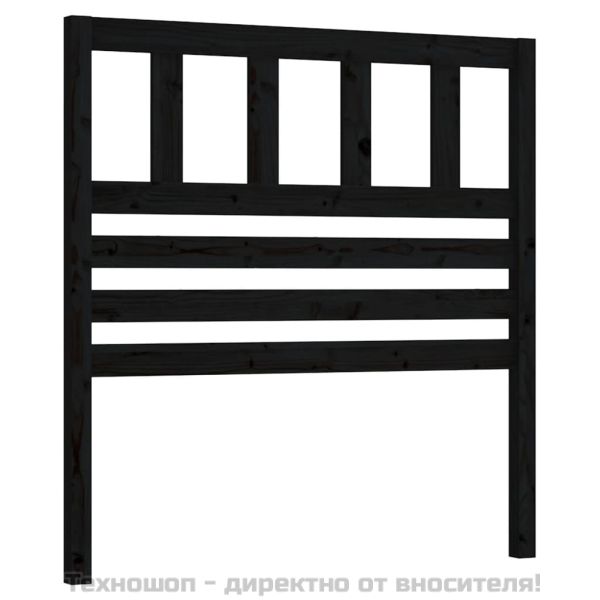 Горна табла за легло, черна, 81x4x100 см, бор масив