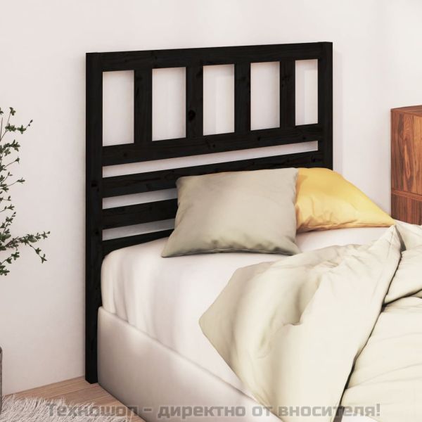 Горна табла за легло, черна, 81x4x100 см, бор масив