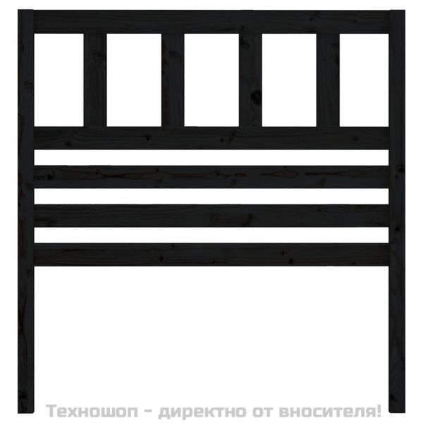Горна табла за легло, черна, 81x4x100 см, бор масив