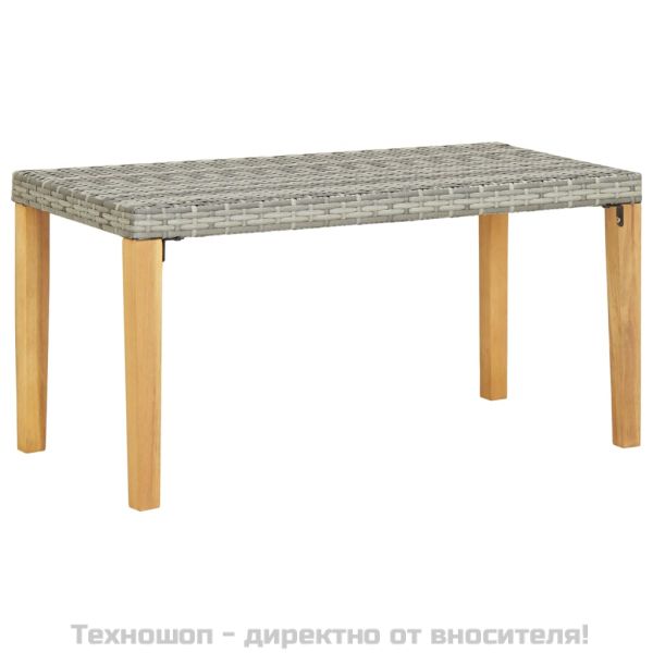 Градинска пейка, 120 см, сива, полиратан и акация масив