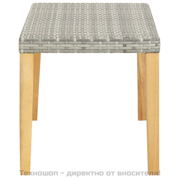 Градинска пейка, 120 см, сива, полиратан и акация масив