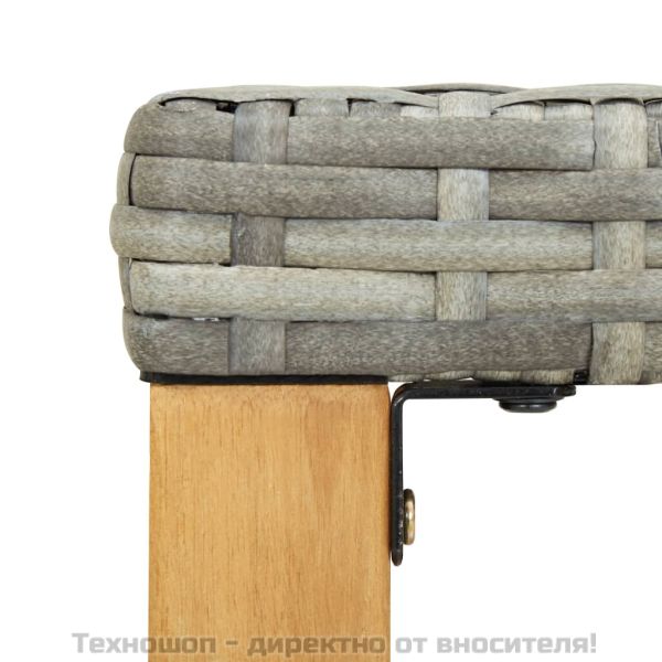 Градинска пейка, 120 см, сива, полиратан и акация масив