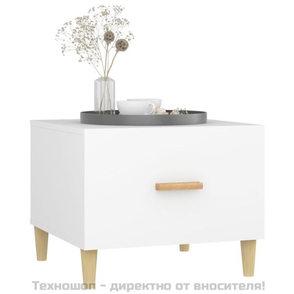 Кафе маси, 2 бр, бели, 50x50x40 см, инженерно дърво