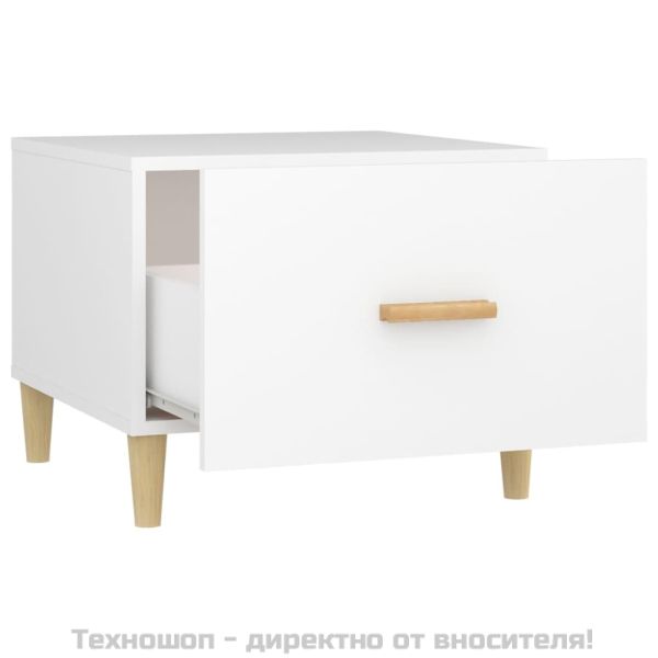 Кафе маси, 2 бр, бели, 50x50x40 см, инженерно дърво