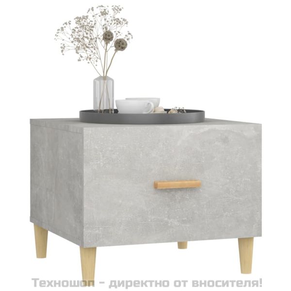 Кафе маса, бетонно сива, 50x50x40см, инженерно дърво