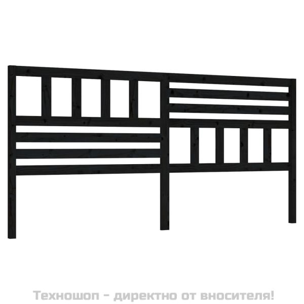 Горна табла за легло, черна, 206x4x100 см, бор масив