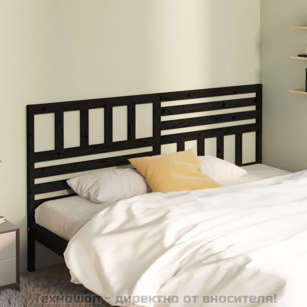 Горна табла за легло, черна, 206x4x100 см, бор масив