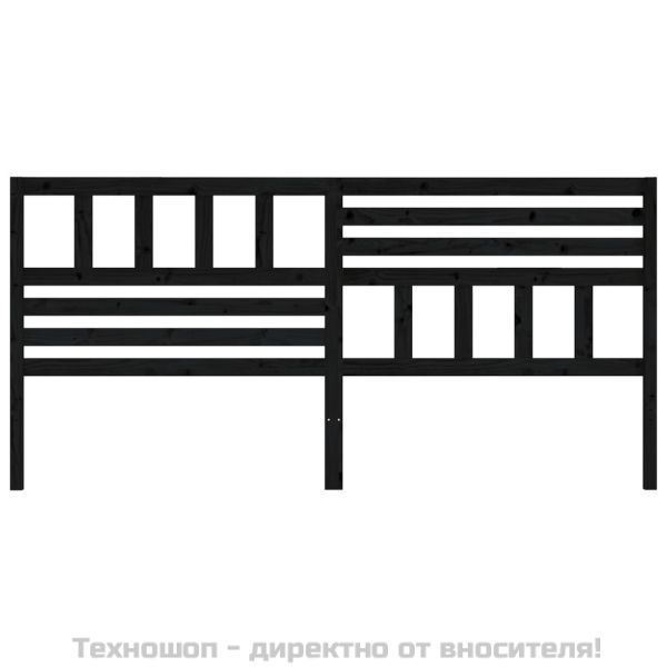 Горна табла за легло, черна, 206x4x100 см, бор масив