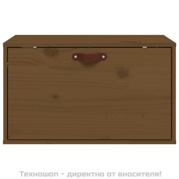 Стенен шкаф, меденокафяв, 60x30x35 см, борово дърво масив