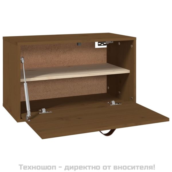 Стенен шкаф, меденокафяв, 60x30x35 см, борово дърво масив