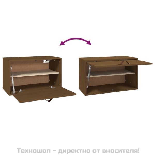 Стенен шкаф, меденокафяв, 60x30x35 см, борово дърво масив