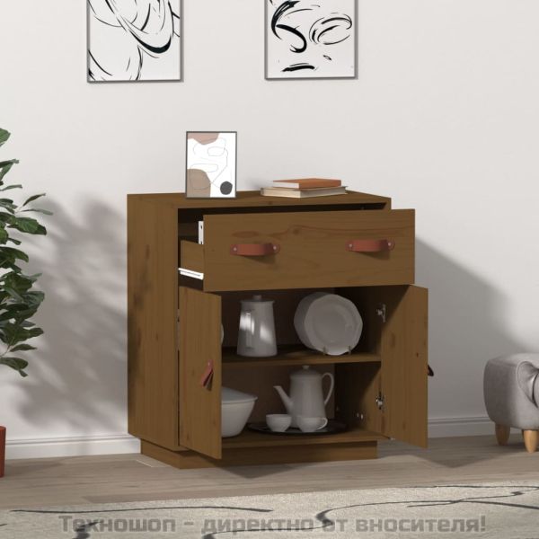 Сайдборд, меденокафяв, 65,5x40x75 см, бор масив