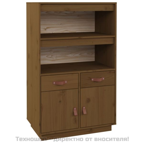 Висок шкаф, меденокафяв, 67x40x108,5 см, борово дърво масив