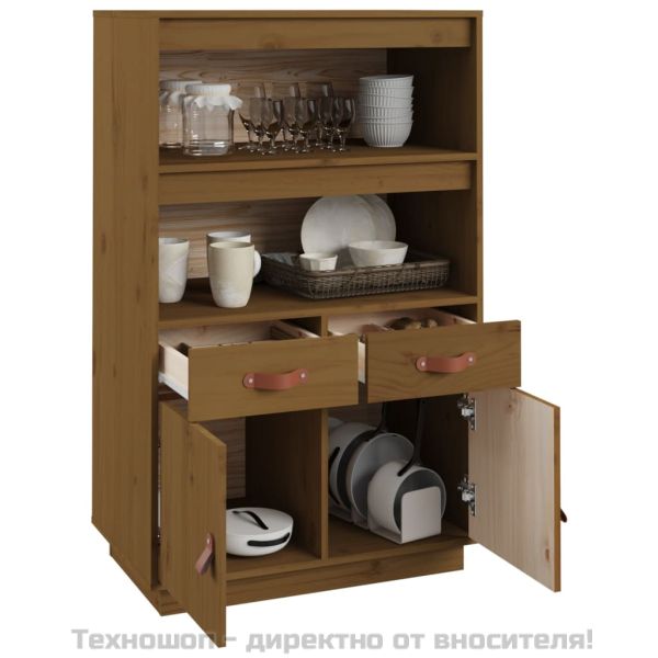 Висок шкаф, меденокафяв, 67x40x108,5 см, борово дърво масив