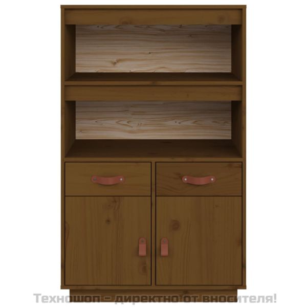 Висок шкаф, меденокафяв, 67x40x108,5 см, борово дърво масив