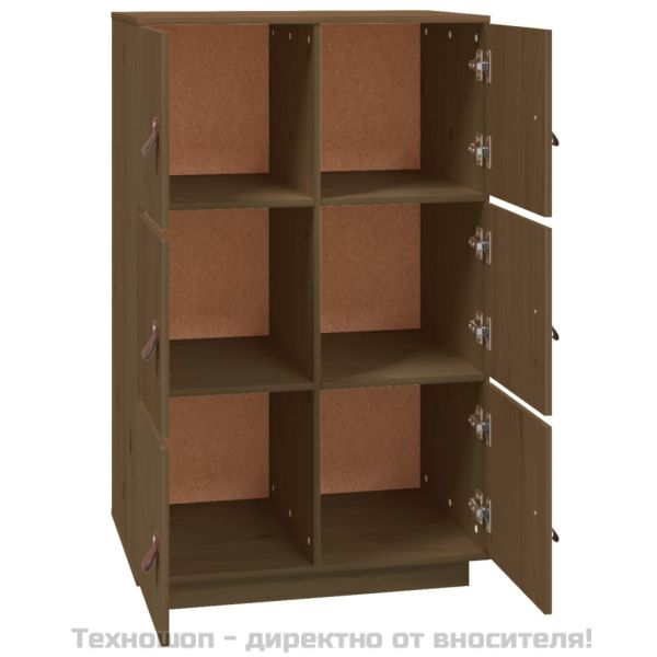 Висок шкаф, меденокафяв, 67x40x108,5 см, борово дърво масив