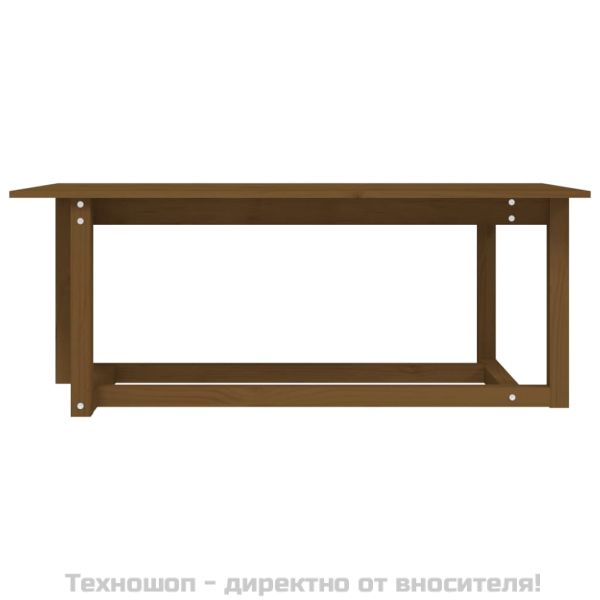 Кафе маса, меденокафява, 110x55x45 см, борово дърво масив