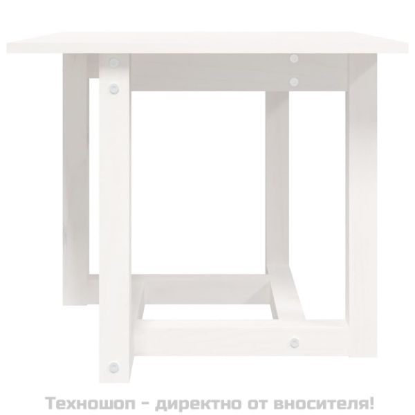 Кафе маса, бяла, 50x50x45 см, борово дърво масив
