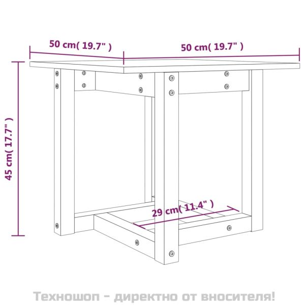 Кафе маса, бяла, 50x50x45 см, борово дърво масив