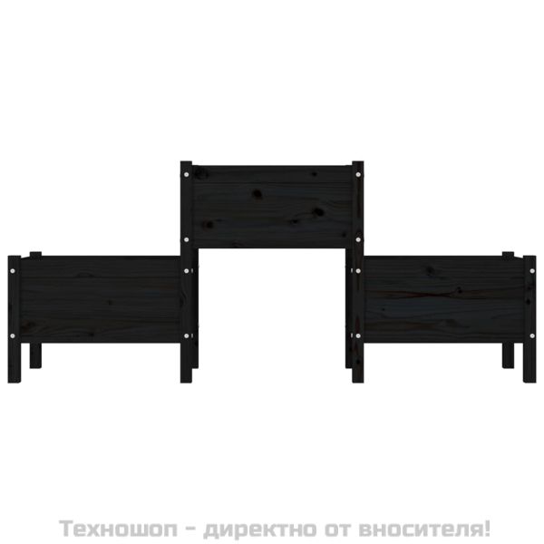 Плантер, черен, 178,5x44x75 см, борово дърво масив