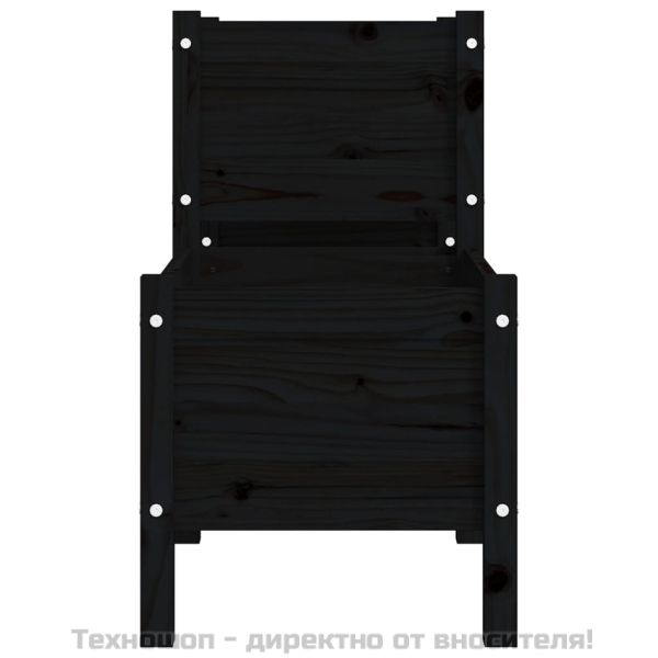 Плантер, черен, 178,5x44x75 см, борово дърво масив