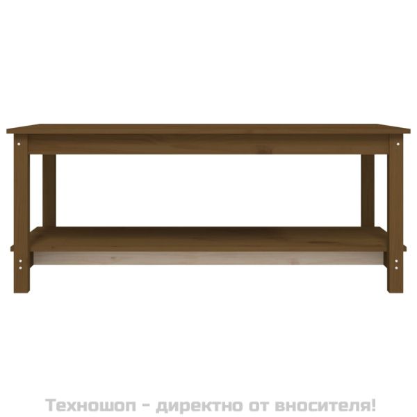 Кафе маса, меденокафява, 110x55x45 см, борово дърво масив